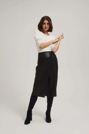 Midi skirt made of imitation leather