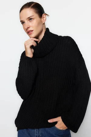 Trendyol Black Wide Fit Turtleneck Knitwear Sweater