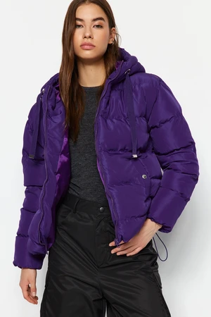 Trendyol Purple Oversize Hooded Water Repellent Inflatable Coat