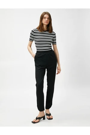 Koton Pants with Elastic Waist Skinny Legs with a Slit