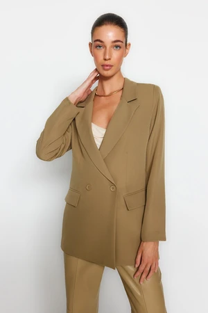 Trendyol Light Khaki Regular Lined Double Breasted Blazer with Closure