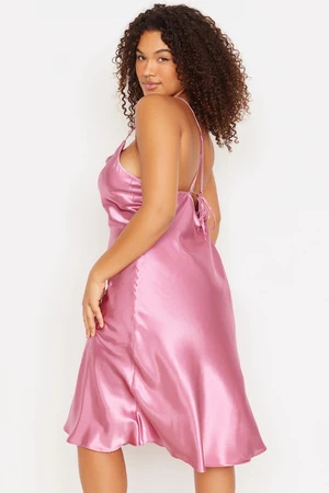 Trendyol Curve Pale Pink Back Detailed Strap Satin