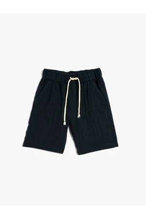 Koton Cotton Muslin Shorts with Pockets and Elastic Waist.