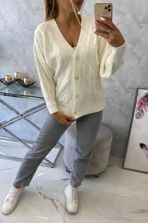 Button-down sweater with wide sleeves ecru