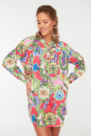 Trendyol Floral Print, Fringed Voile Beach Dress