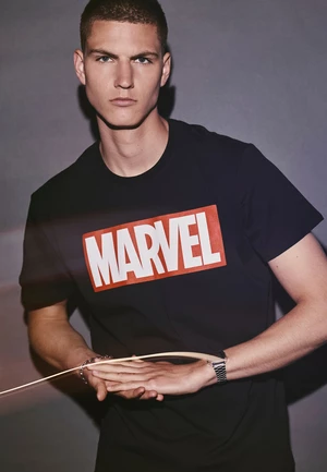 Black T-shirt with Marvel logo