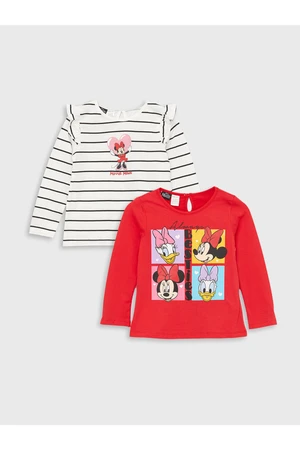 LC Waikiki 2-Pack Baby Girl Crew Neck Long Sleeve Disney Printed T-Shirt