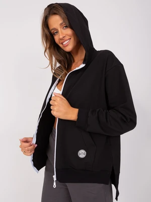 Black zip-up sweatshirt with asymmetrical cut