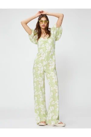 Koton Wide Leg Jumpsuit With Balloon Sleeves Long Gippe