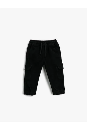 Koton Corduroy Cargo Pants with Tie Waist