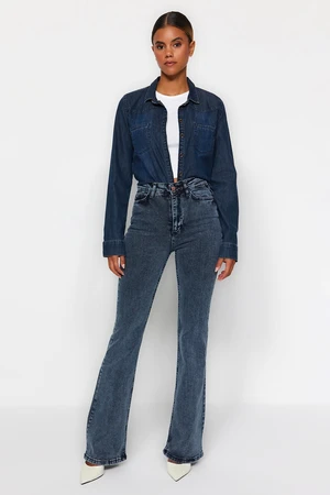 Trendyol Midnight Blue High Waist Flare Jeans