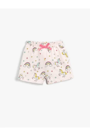 Koton Girls' Unicorn Printed Shorts with Elastic Waist Cotton.