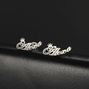 Fishhook Custom Name Stud Earring Drop Personalized Customized Letter Gift For Women Mother Stainless Steel Jewelry Fashion