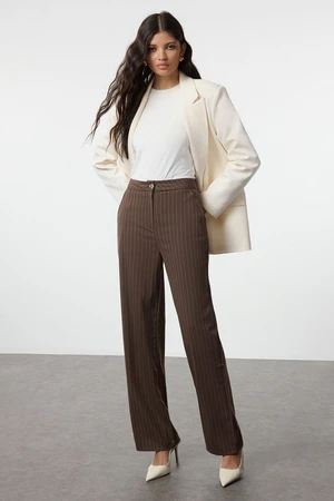 Trendyol Brown Premium Quality Wide Leg/Wide Leg Woven Trousers