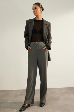 Trendyol Anthracite Premium Quality Wide Leg Woven Trousers