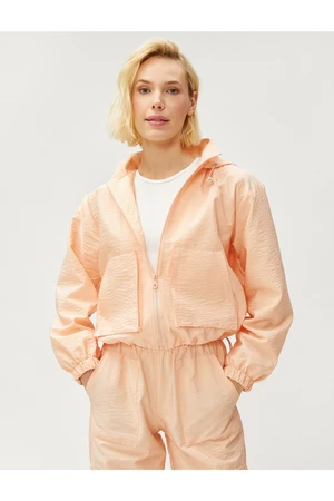 Koton Oversize Crop Jacket Hooded with Pockets