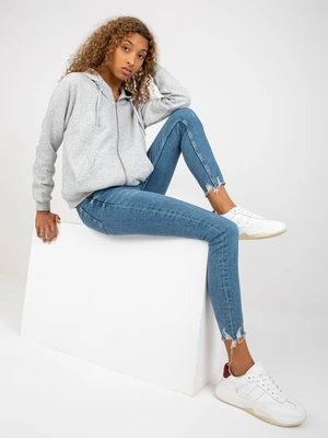 Basic zip-up sweatshirt in grey melange