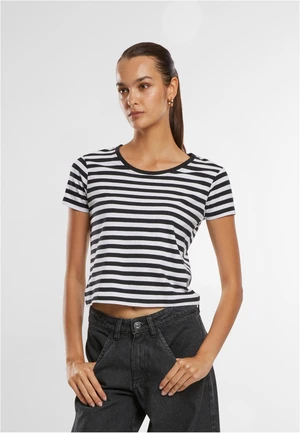 Women's short T-shirt with stripes white/black