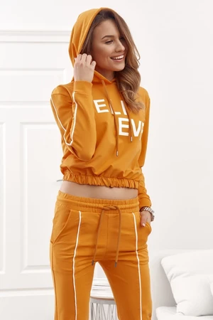 Fashionable sports set with a short honey sweatshirt