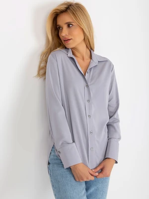 Grey women's classic shirt with long sleeves