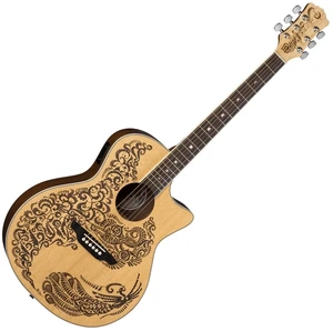 Luna Henna Paradise A/E Laser Henna "Paradise" Design Elektroakustická gitara Jumbo