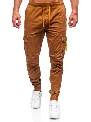 Hnedé pánske cargo jogger nohavice Bolf R8702