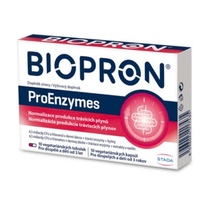 Biopron ProEnzymes probiotika pro úlevu při nadýmání a dietních chybách 10 kapslí