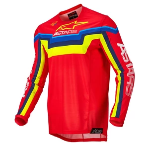 Motokrosový dres Alpinestars Techstar Quadro červená/žlutá fluo/modrá  S