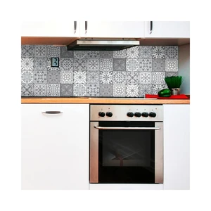 Sada 12 nástenných samolepiek Ambiance Wall Decal Tiles Grey and White Torino, 15 × 15 cm