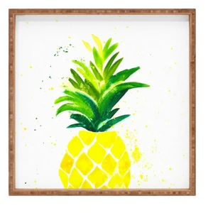 Drevený dekoratívny servírovací podnos Ananas, 40 × 40 cm