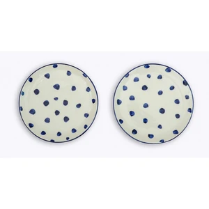 Súprava 2 keramických tanierov Madre Selva Blue Dots, 25 cm