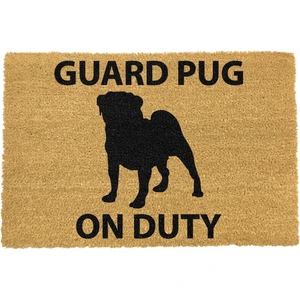 Rohožka z prírodného kokosového vlákna Artsy Doormats Guard Pug, 40 x 60 cm