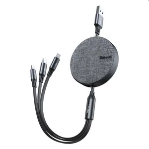 Baseus Fabric 3v1 flexibilný kábel USB-A/Micro-USB+Lightning+USB-C 1.2m, šedý