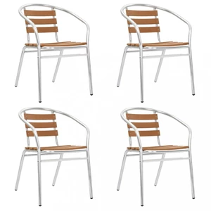 Stohovatelné zahradní židle 4 ks stříbrná / hnědá Dekorhome