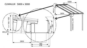 Hliníková pergola 500 cm antracit / polykarbonát Dekorhome 300 cm