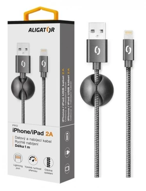 Datový kabel ALIGATOR PREMIUM 2A, Lightning, Black