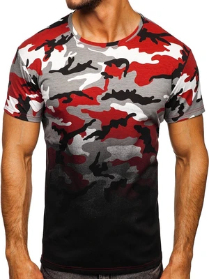 Tricou cu imprimeu gri-bordo army Bolf S808