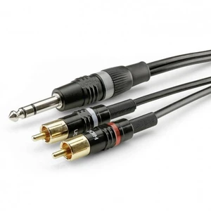 Hicon HBP-6SC2-0300 jack / cinch audio prepojovací kábel [2x cinch zástrčka - 1x jack zástrčka 6,3 mm (stereo)] 3.00 m č