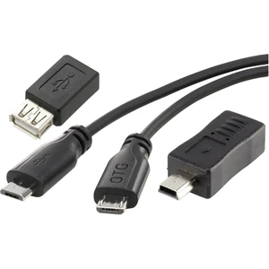 Renkforce #####USB-Kabel USB 2.0 #####USB-Micro-B Stecker, #####USB-A Buchse 15.00 cm čierna s funkciou OTG, SuperSoft o