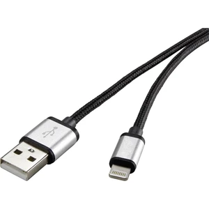 Renkforce #####USB-Kabel USB 2.0 #####USB-A Stecker, #####Apple Lightning Stecker  1.50 m tmavosivá opletený