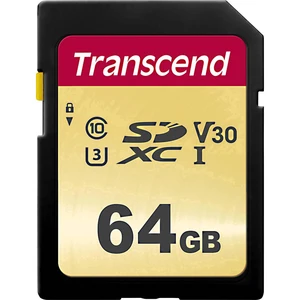 Transcend Premium 500S SDXC karta 64 GB Class 10, UHS-I, UHS-Class 3, v30 Video Speed Class