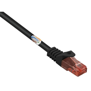 Basetech BT-1719362 RJ45 sieťové káble, prepojovacie káble CAT 6 U/UTP 25.00 cm čierna s ochranou, bez halogénov 1 ks