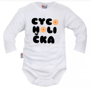 Body dlouhý rukáv Dejna Cycoholička - bílé, vel. 80 (9-12m)