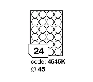 Samolepicí etikety kulaté 45 mm, 24 etiket, A4, 100 listů