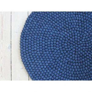 Modrý guľôčkový vlnený koberec Wooldot Ball rugs, ⌀ 90 cm