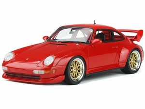 1996 Porsche 911 (993) 3.8 RSR Guards Red with Gold Wheels 1/18 Model Car by GT Spirit