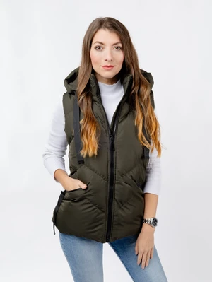 Women's quilted vest GLANO - khaki