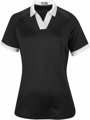 Callaway Womens Short Sleeve V-Placket Colourblock Caviar XS Rövid ujjú póló