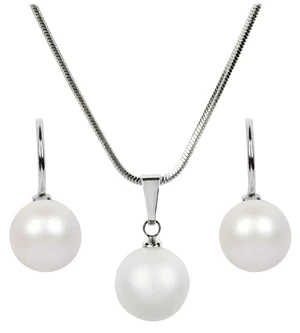 Levien Sada náhrdelníku a náušnic Pearl Pearlescent White SET-041