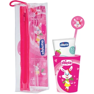 Chicco Travel Set sada zubní péče Pink 3 y+ 1 ks